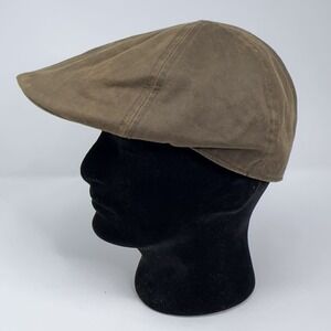 Stetson Newsboy Hat Flat Cap Fitted One Size Large / XL Brown Waxed Cotton Blend
